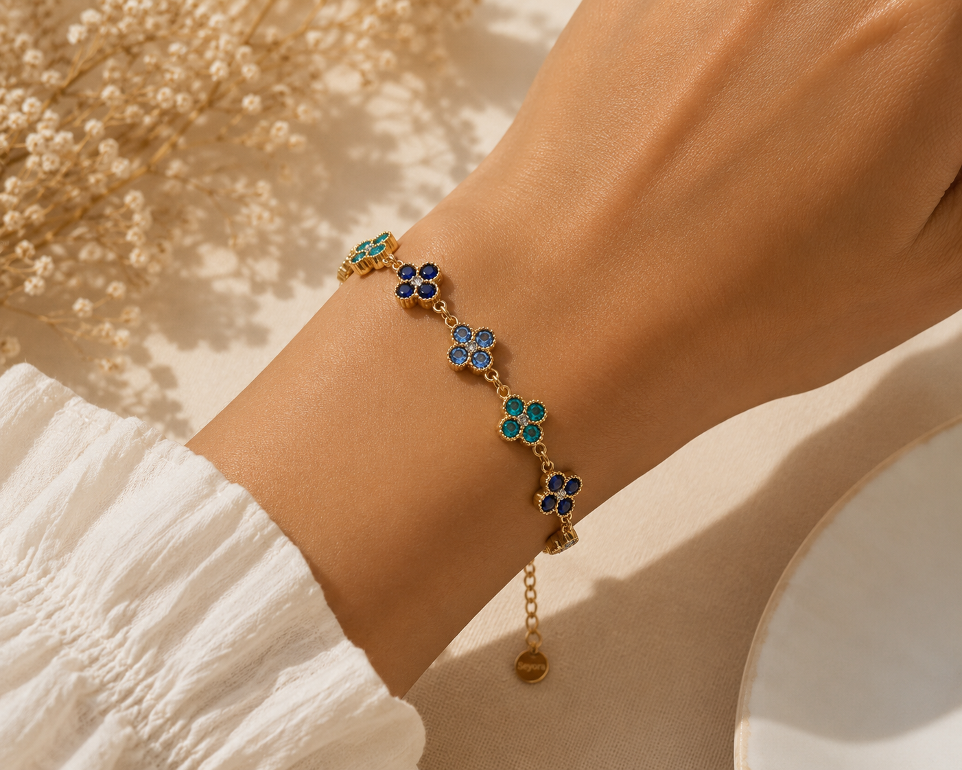 Bracelet trèfles bleu