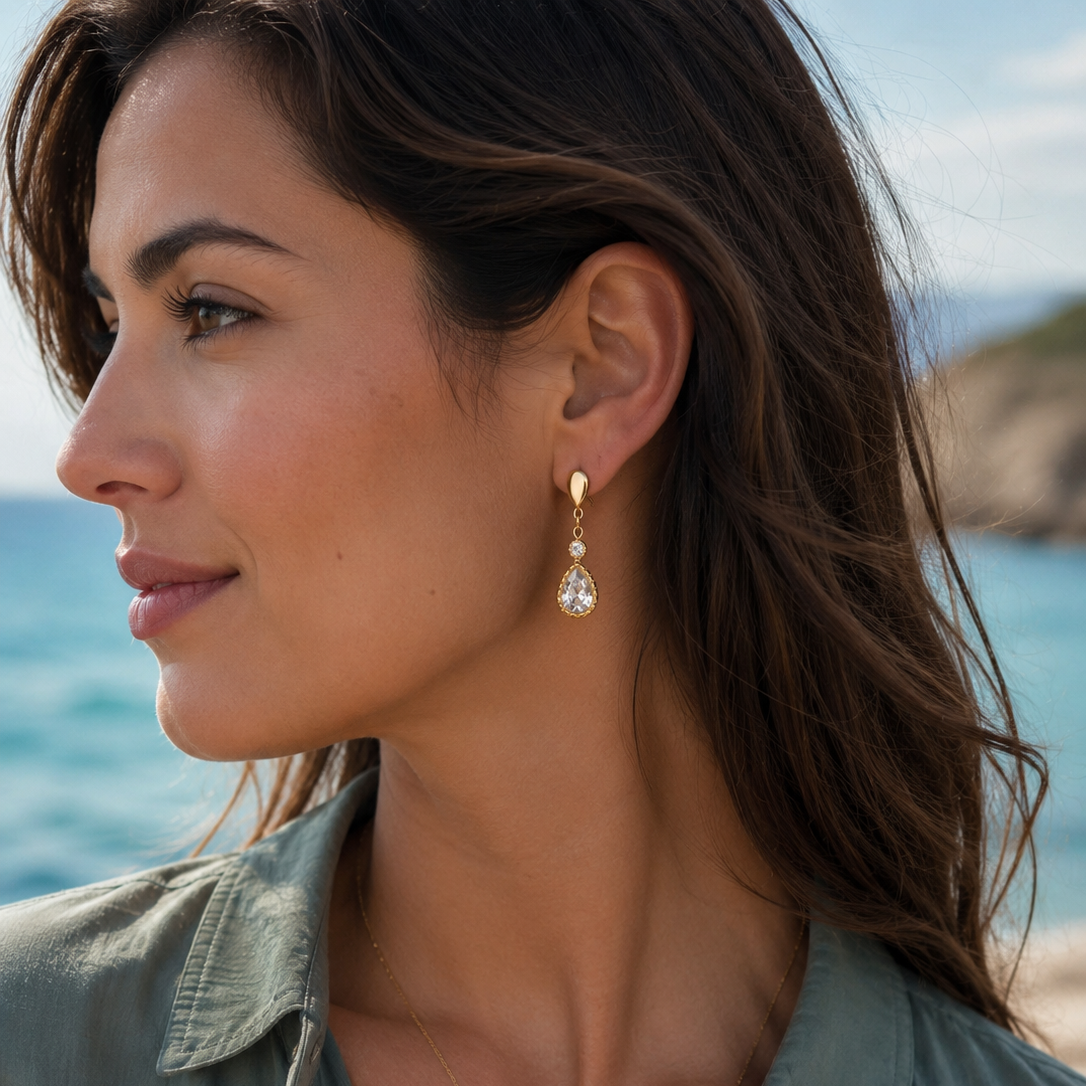 Boucles d'oreilles goutte d'eau scintillante