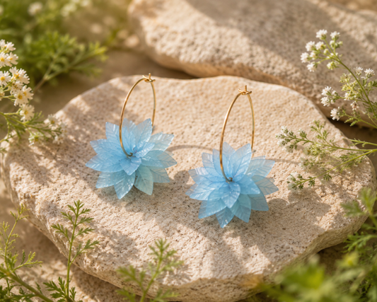 Boucles d'oreilles créoles bleu