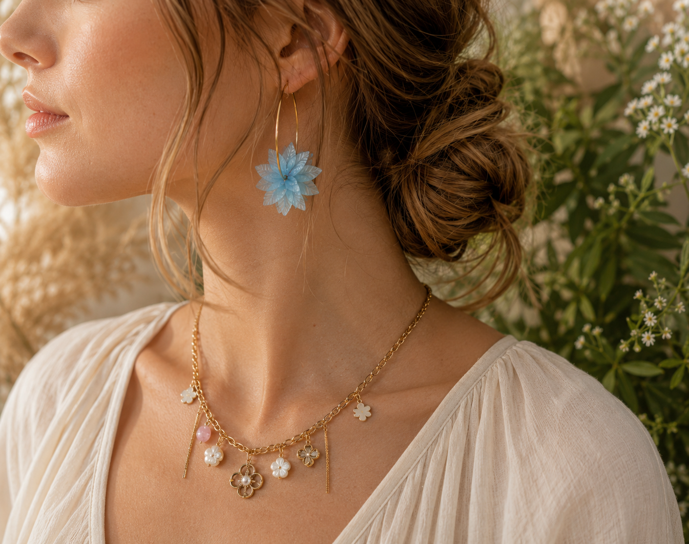 Boucles d'oreilles créoles bleu
