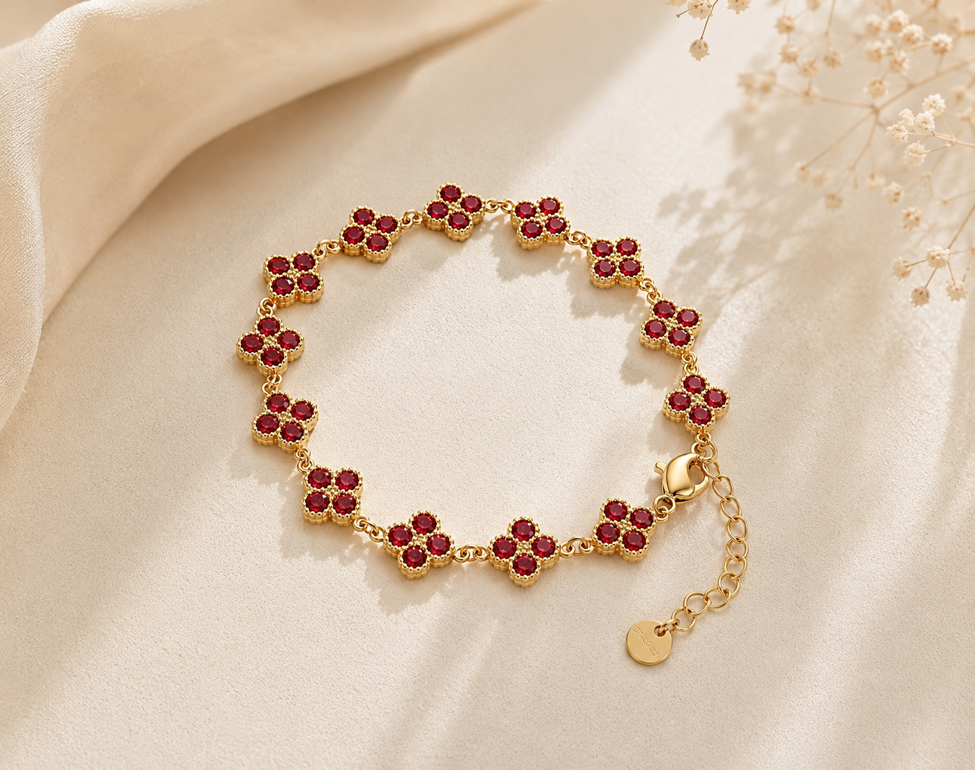 Bracelet trèfle rouge