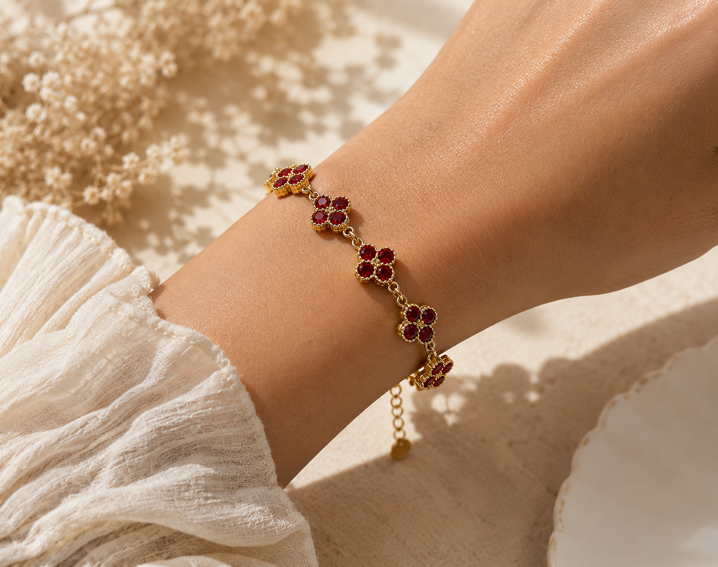 Bracelet trèfle rouge