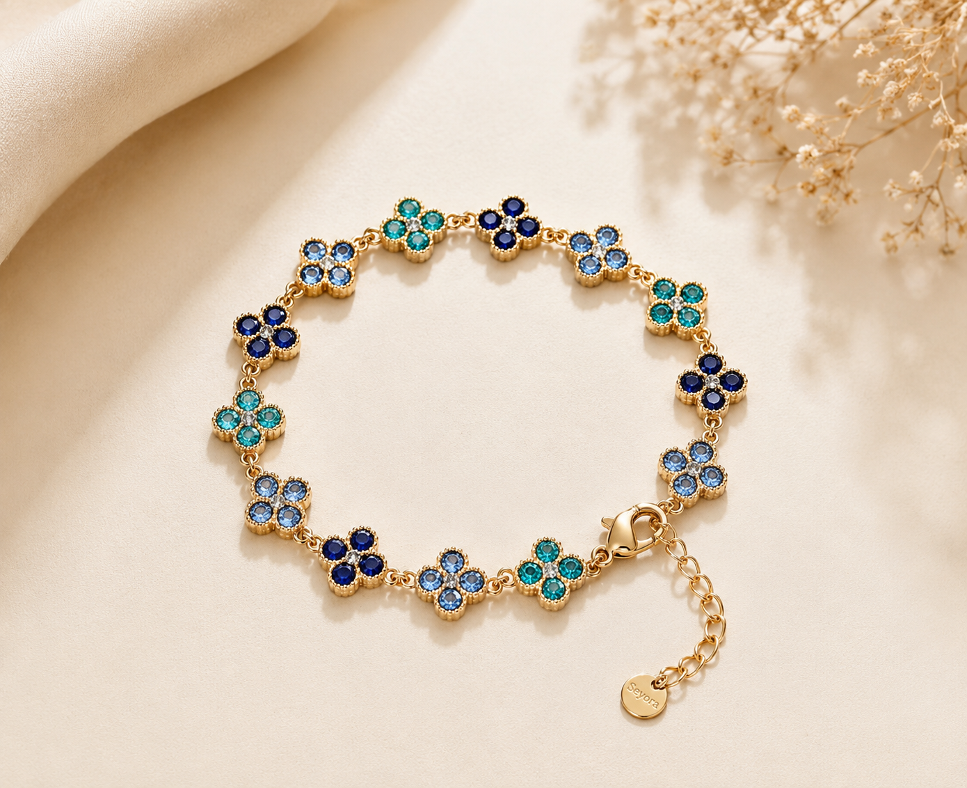 Bracelet trèfles bleu
