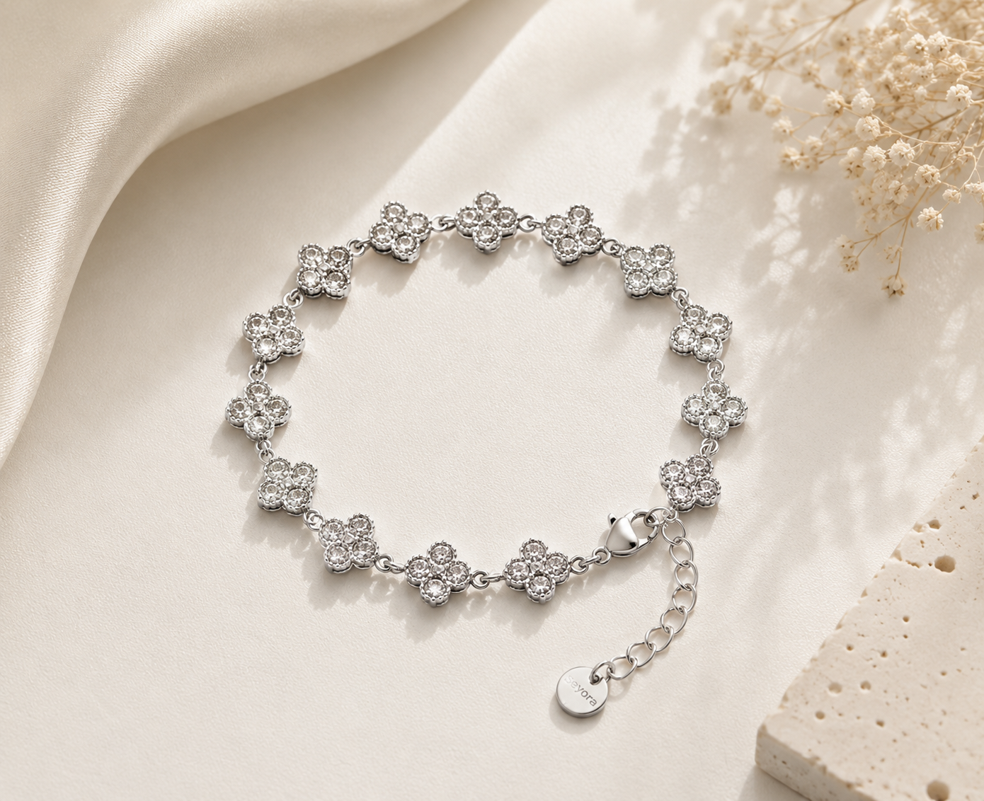 Bracelet trèfle argenté