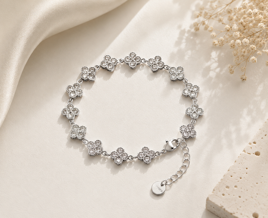 Bracelet trèfle argenté