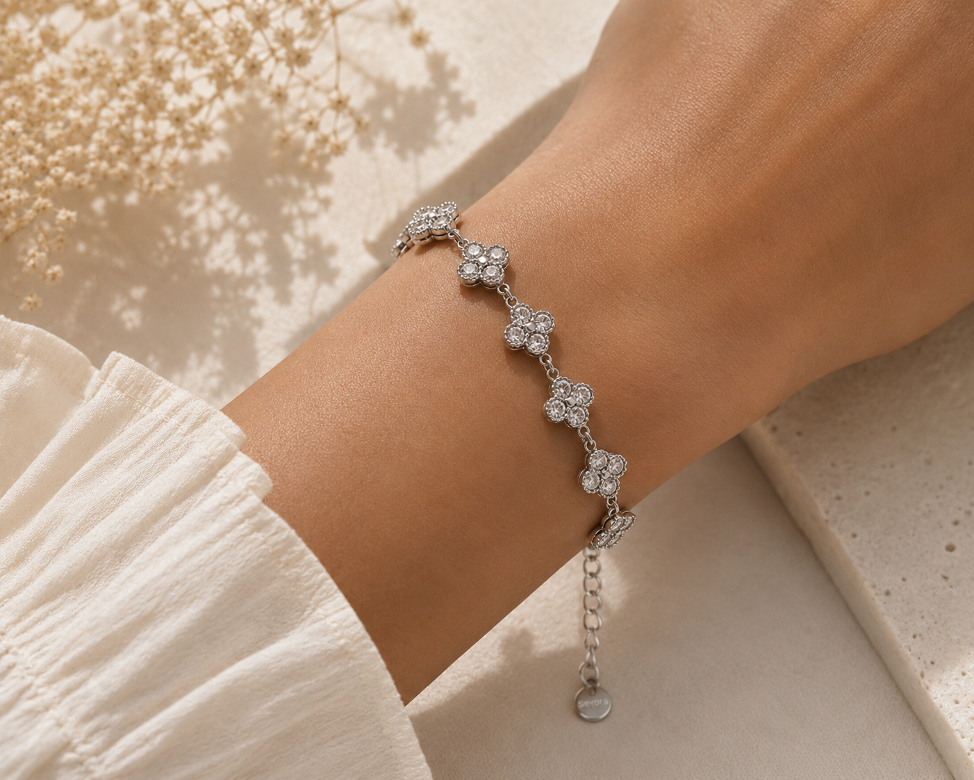 Bracelet trèfle argenté