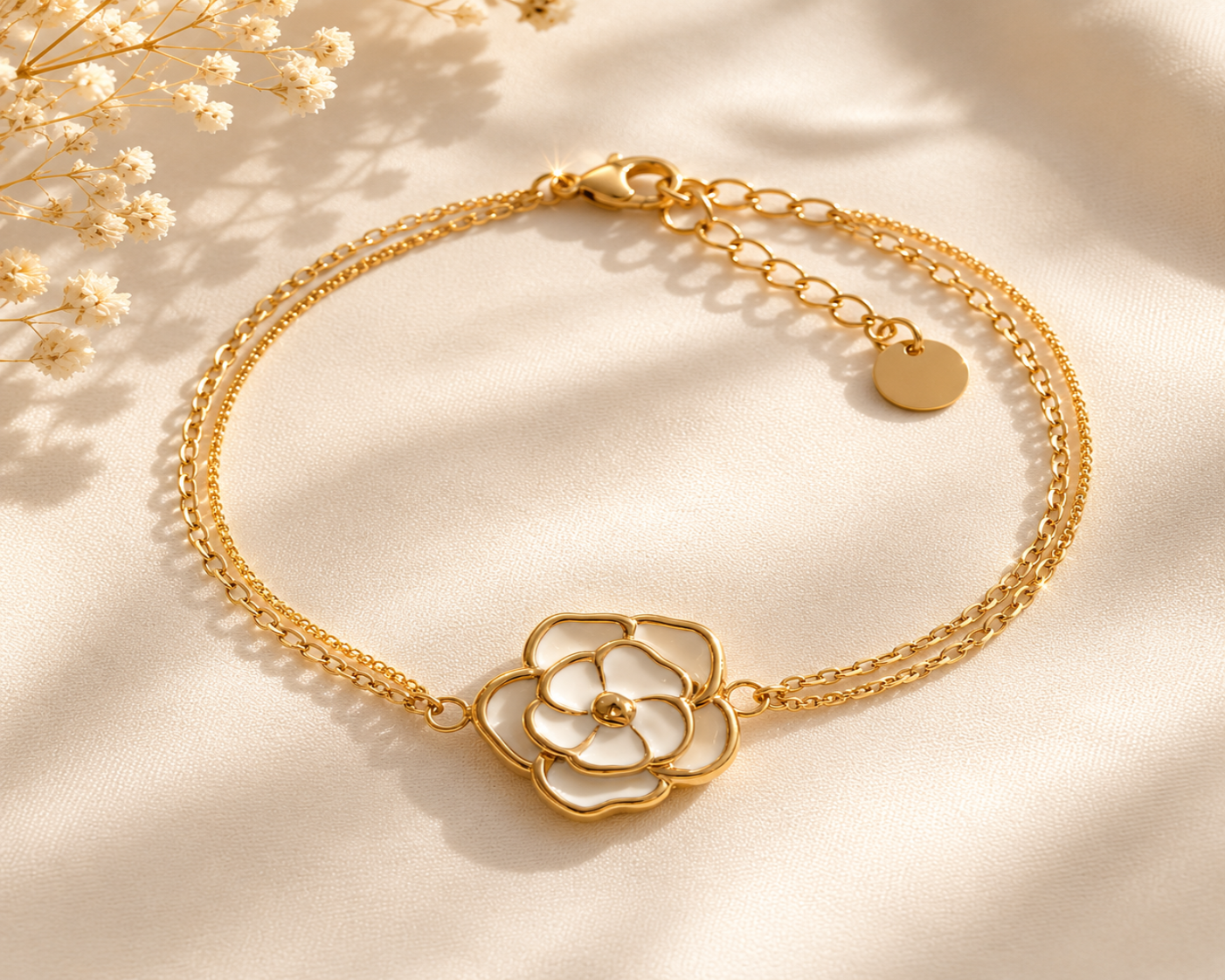 Bracelet fleur doubles chaines