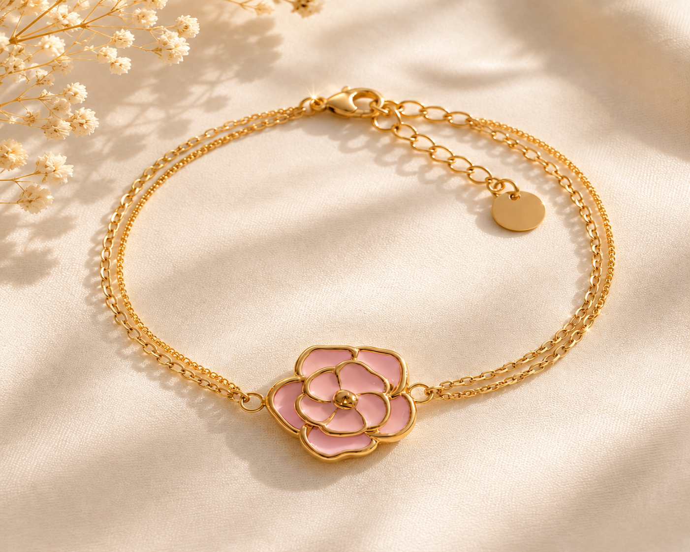 Bracelet fleur doubles chaines
