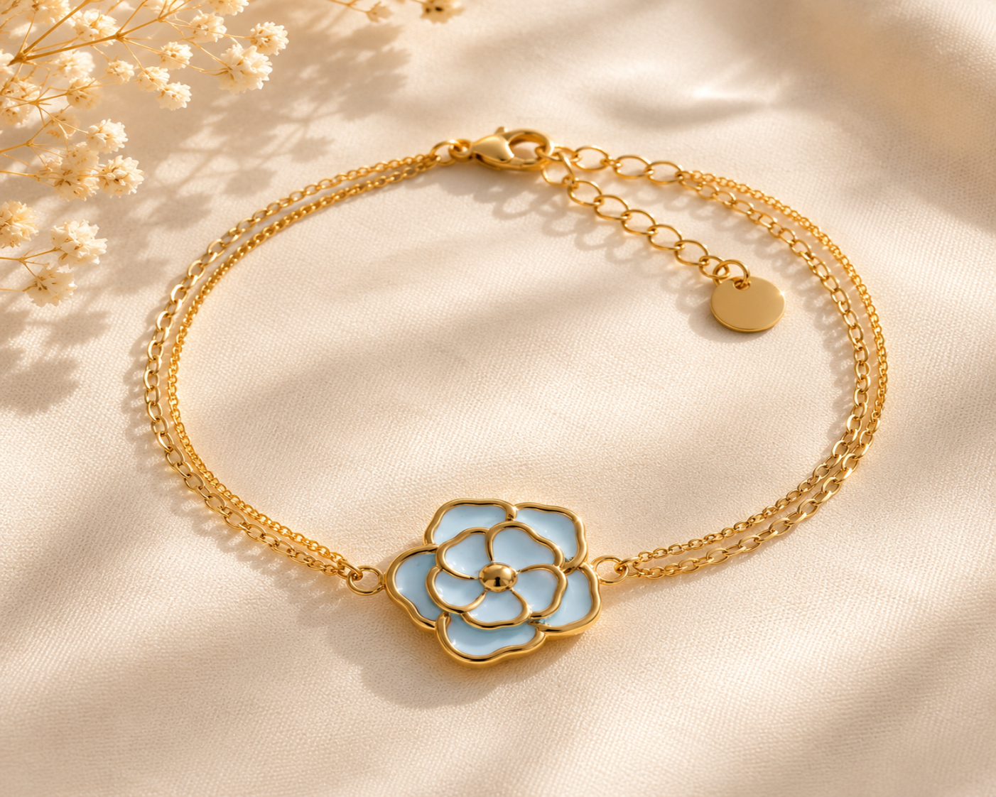 Bracelet fleur doubles chaines